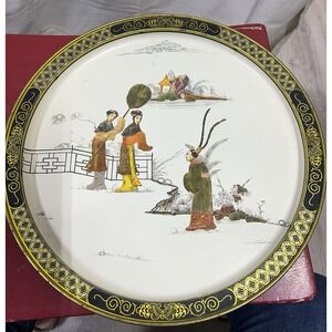 Vintage 69 Sunshine Biscuits "Love Story" T'ang Dynasty Metal Serving Tray 17"